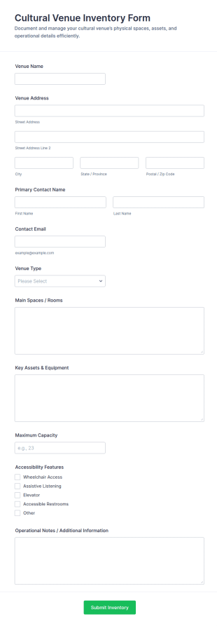 Cultural Venue Inventory Form Template