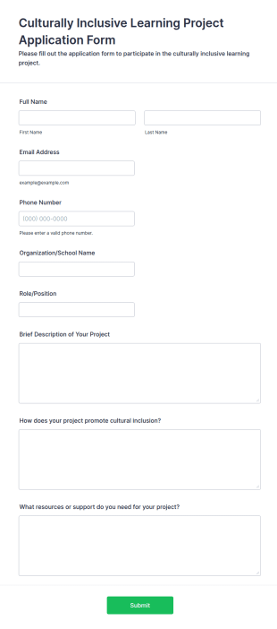 Culturally Inclusive Learning Project Application Form Template