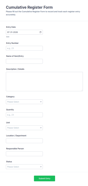 Cumulative Register Form Template
