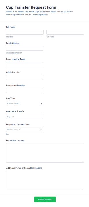 Cup Transfer Request Form Template