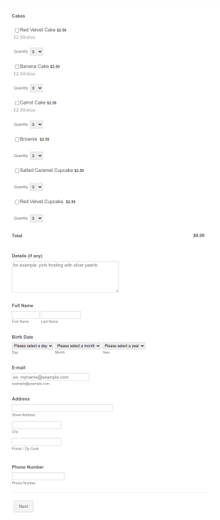 Cupcakes Order Form Template