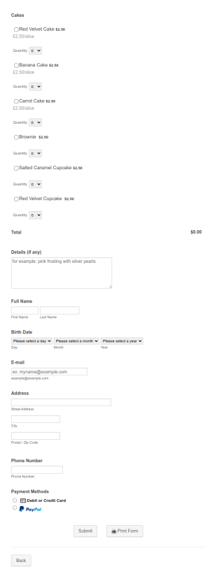 Cupcakes Order Form Template