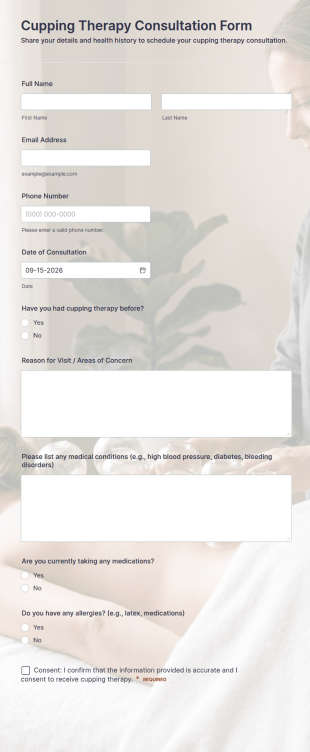 Cupping Therapy Consultation Form Template