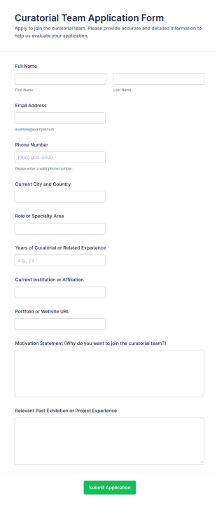 Curatorial Team Application Form Template