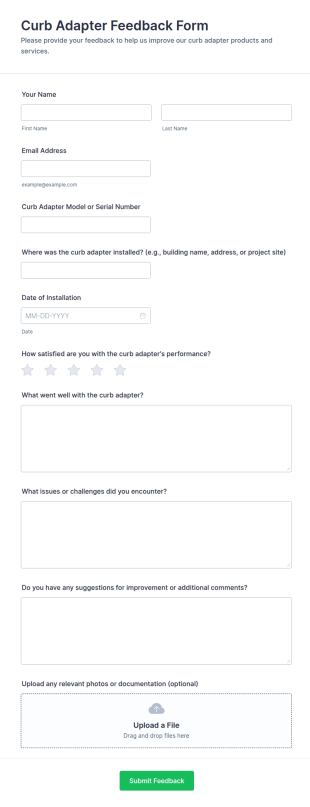Curb Adapter Feedback Form Template