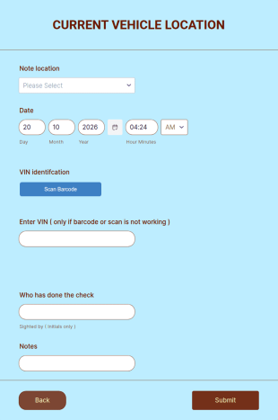 Current Vehicle Location Form Template