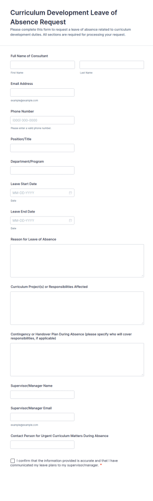 Curriculum Development Leave Of Absence Request Form Template