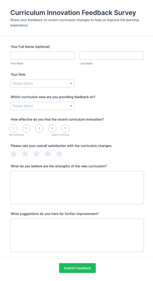 Curriculum Innovation Feedback Survey Form Template