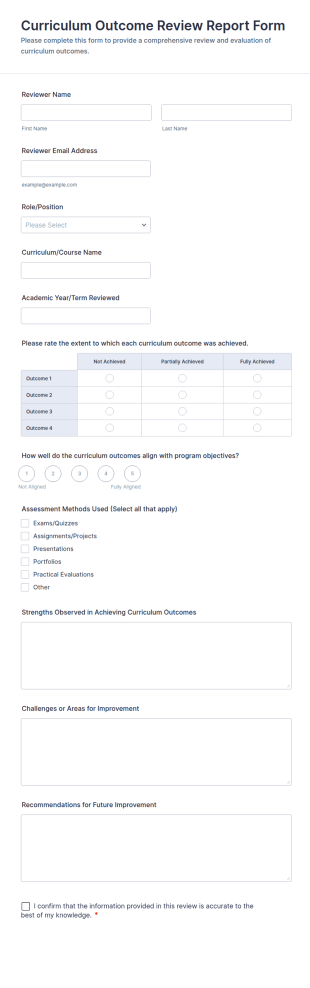 Curriculum Outcome Review Report Form Template