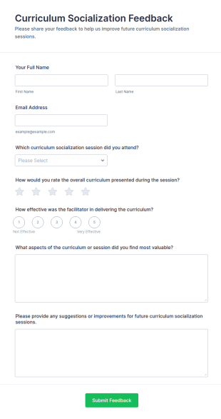 Curriculum Socialization Feedback Form Template