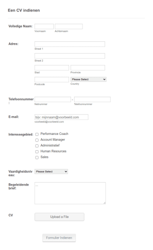 Curriculum Vitae Verzamelingsformulier