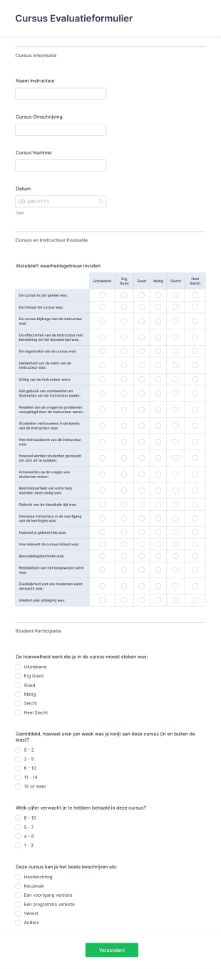 Cursus Evaluatieformulier Form Template