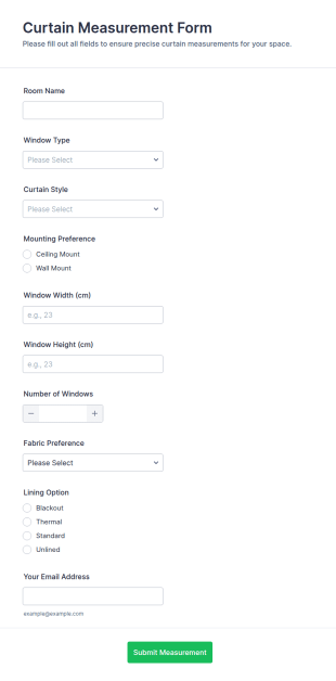 Curtain Measurement Form Template