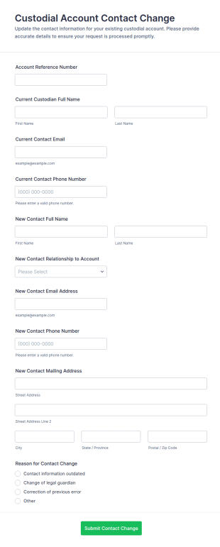 Custodial Account Contact Change Form Template