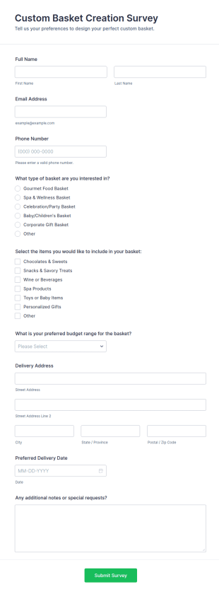 Custom Basket Creation Survey Form Template