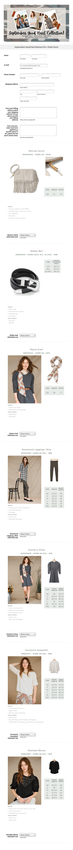 Custom Clothing Order Form Template