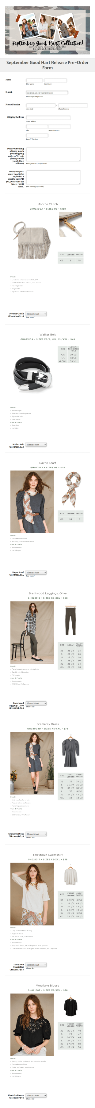 Custom Clothing Order Form Template