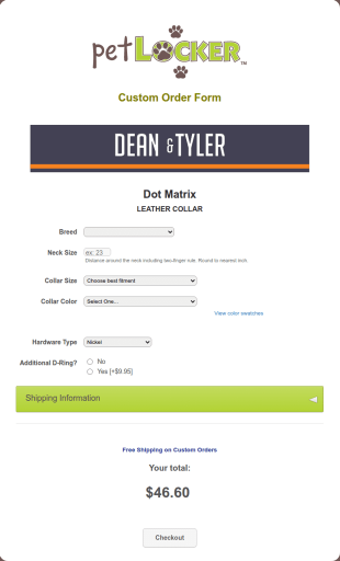Custom Collar Order Form Template
