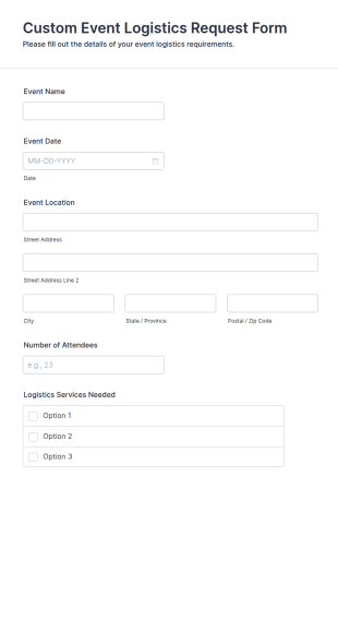 Custom Event Logistics Request Form Template