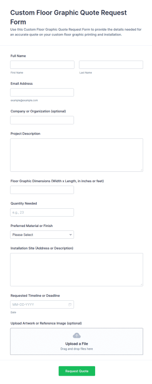 Custom Floor Graphic Quote Request Form Template
