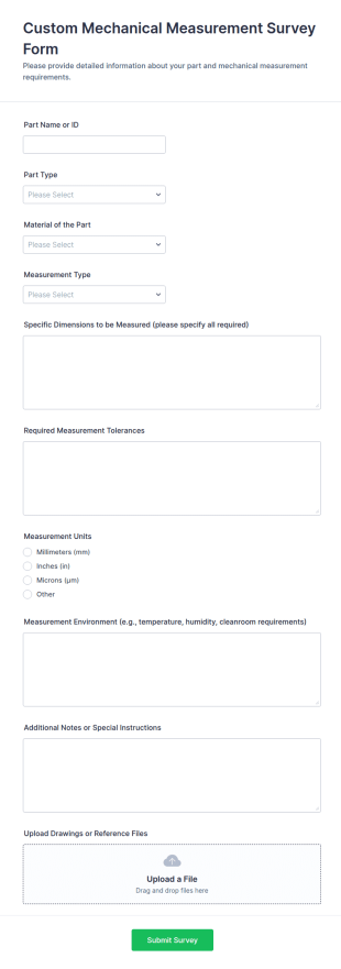Custom Mechanical Measurement Survey Form Template