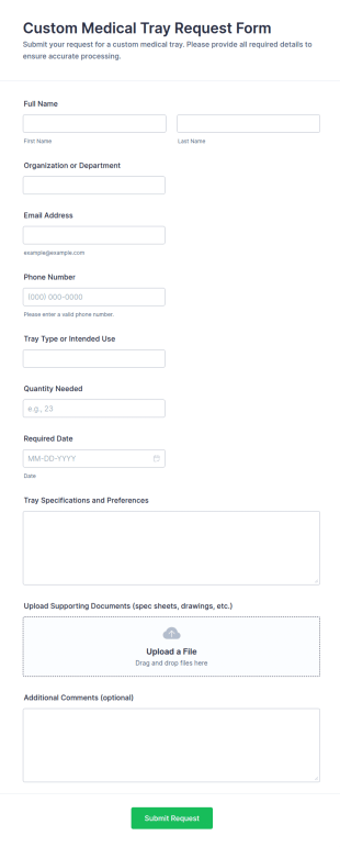 Custom Medical Tray Request Form Template