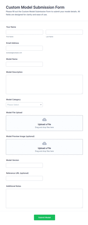 Custom Model Submission Form Template
