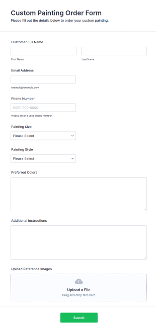Custom Painting Order Form Template