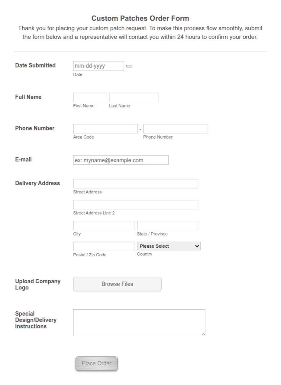 True Patch Collection Form Custom Patches Order Form Template | Jotform