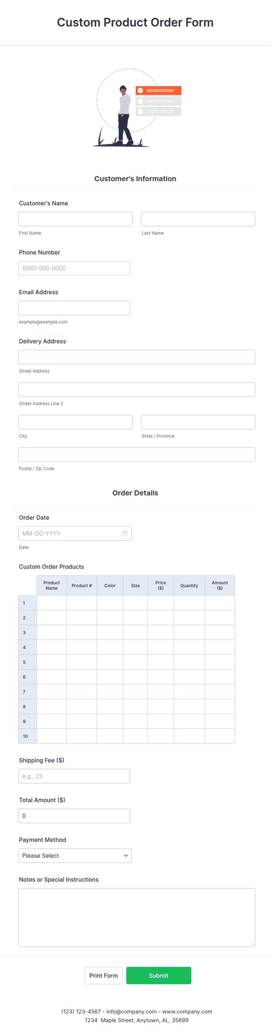 Custom Product Order Form Template | Jotform