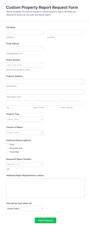Custom Property Report Request Form Template