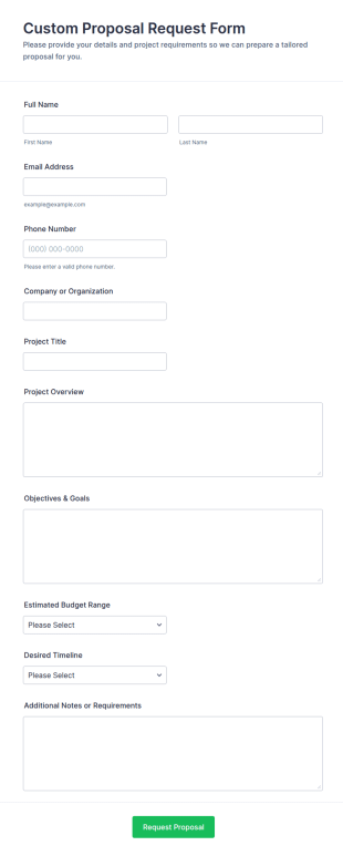 Custom Proposal Request Form Template