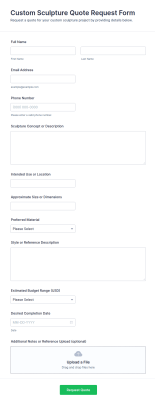 Custom Sculpture Quote Request Form Template
