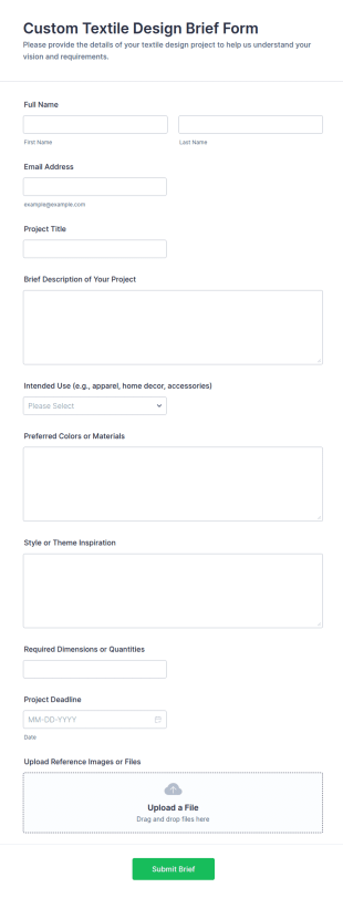 Custom Textile Design Brief Form Template