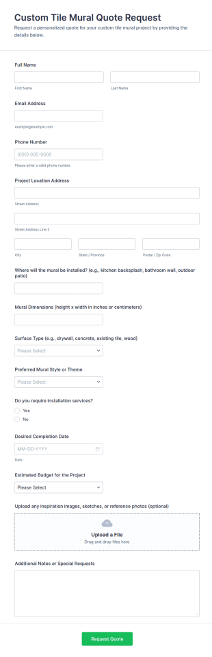 Custom Tile Mural Quote Request Form Template