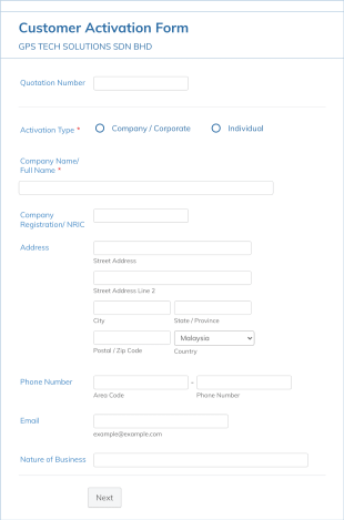Customer Activation Form Template