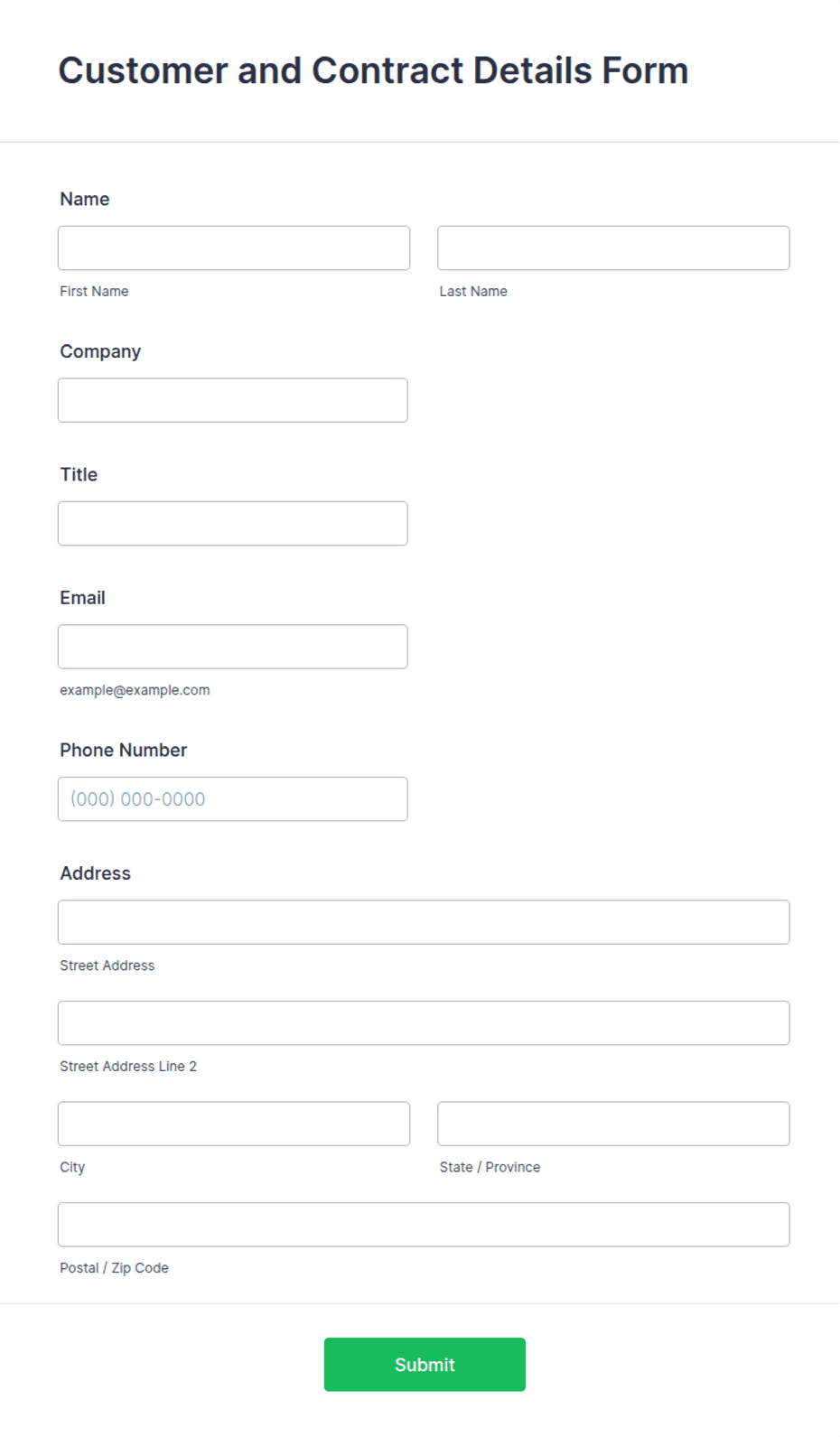Customer and Contract Details Form Template | Jotform