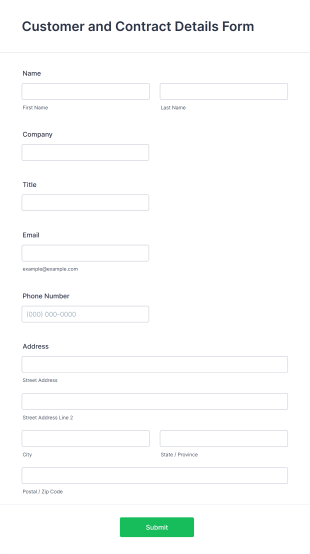 Customer And Contract Details Form Template