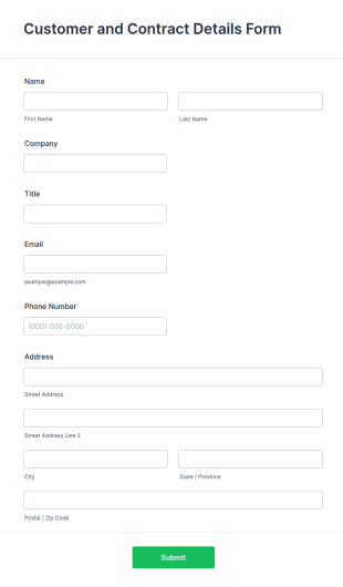 Customer And Contract Details Form Template