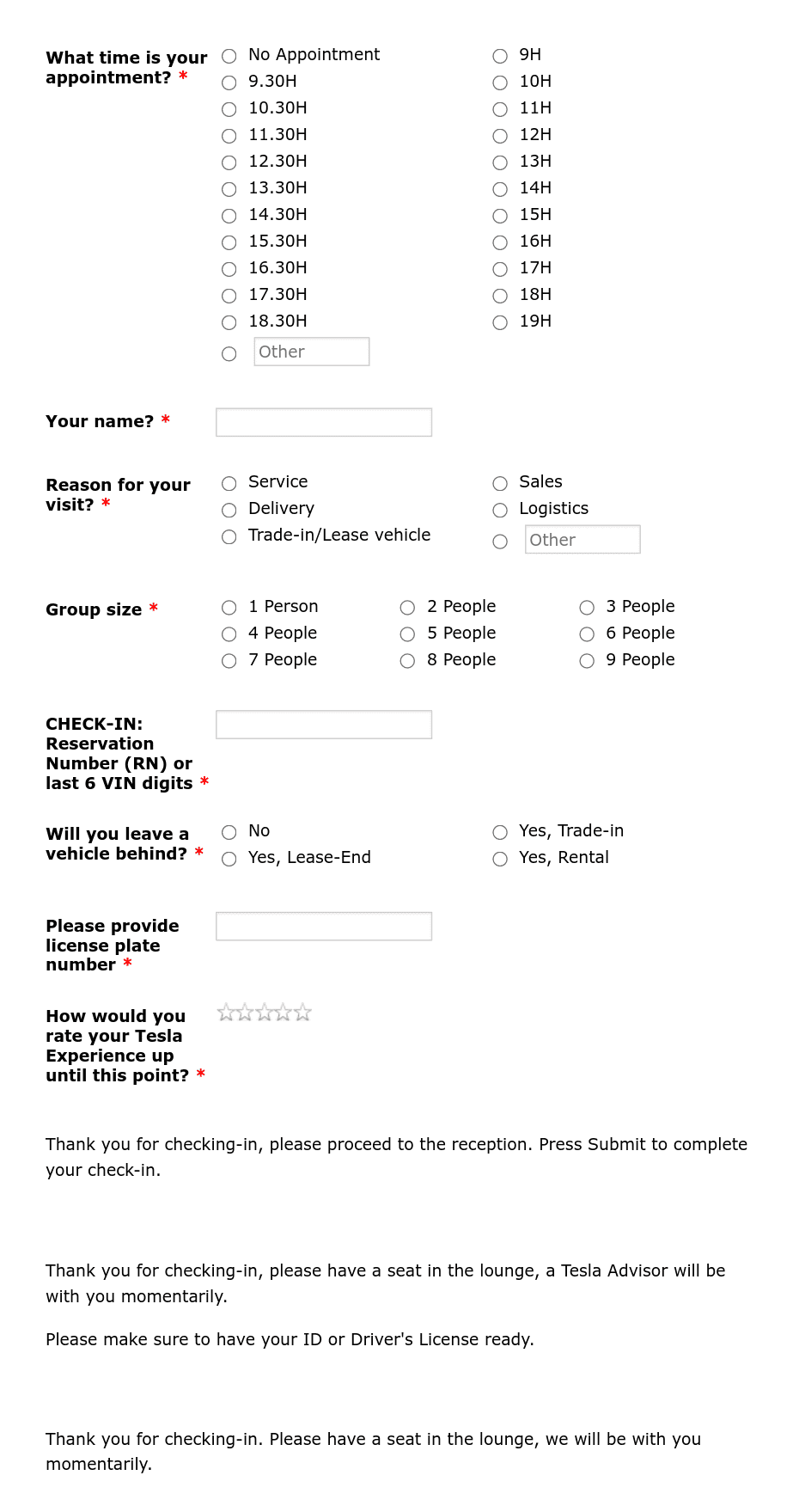 Customer Arrival Form Template | Jotform