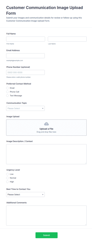 Customer Communication Image Upload Form Template