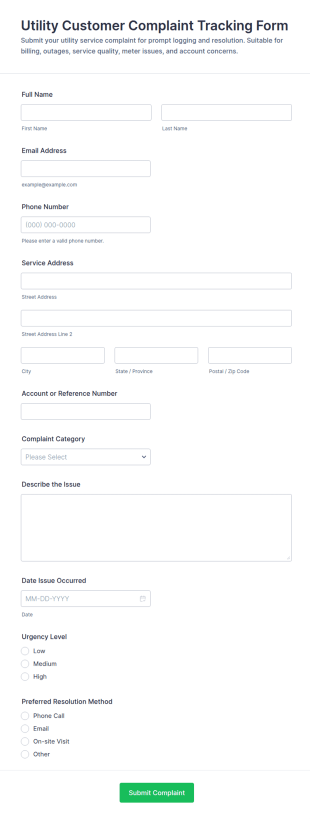 Customer Complaint Tracking Form Template