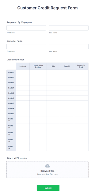 Customer Credit Request Form Template