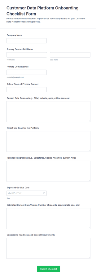 Customer Data Platform Onboarding Checklist Form Template