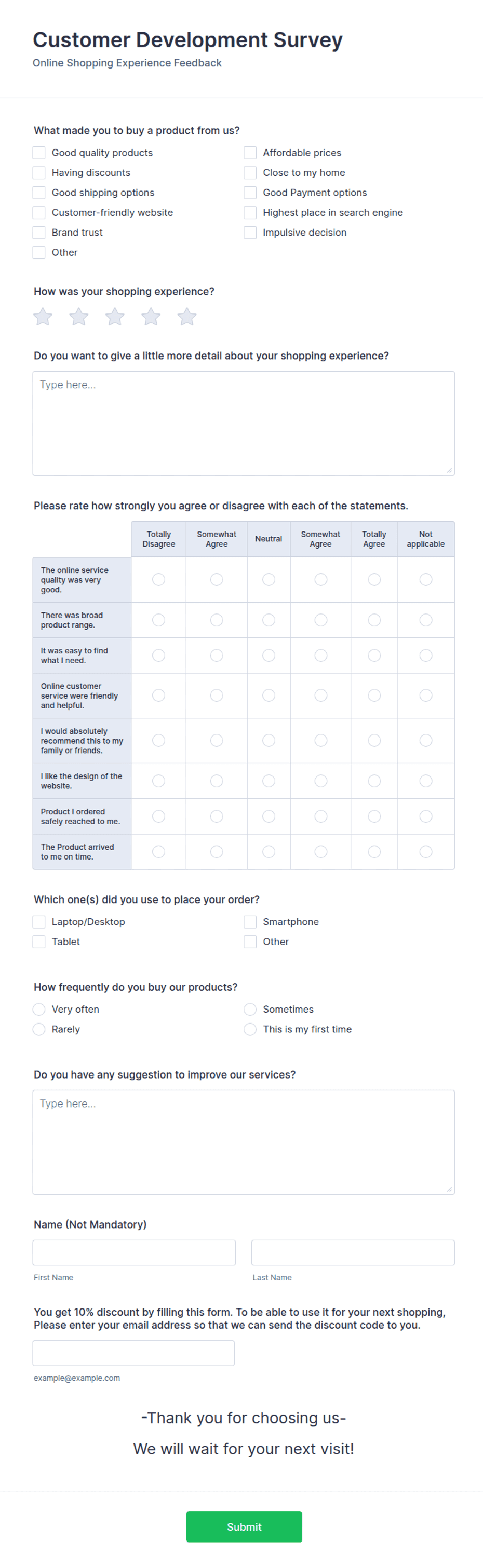 Customer Development Survey Form Template | Jotform
