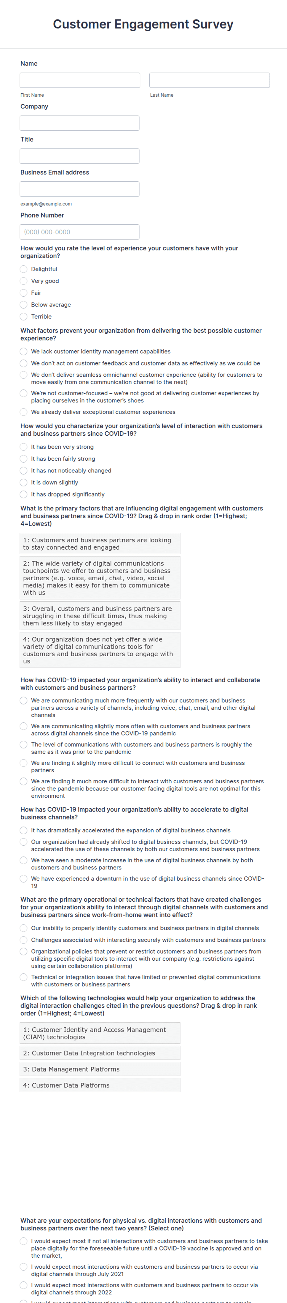 User Engagement Questionnaire Customer Engagement Survey Form Template | Jotform