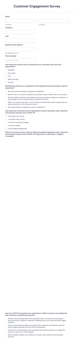 Customer Engagement Survey Form Template