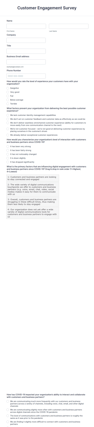 Customer Engagement Survey Form Template