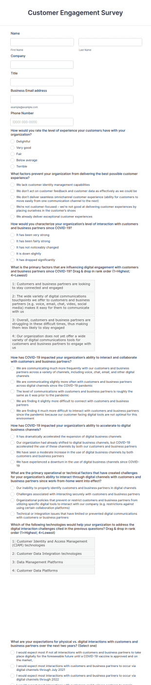 Customer Engagement Survey Form Template