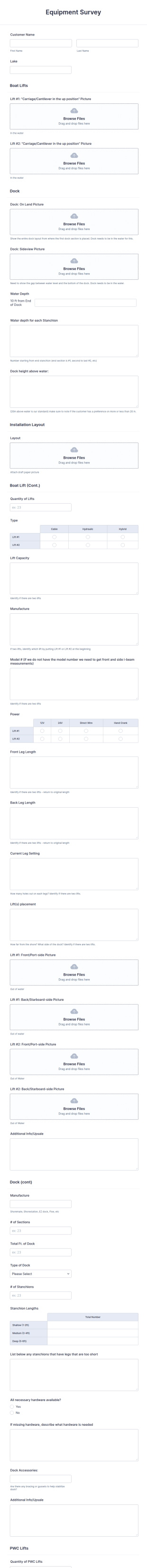 Lakeside Equipment Survey Template